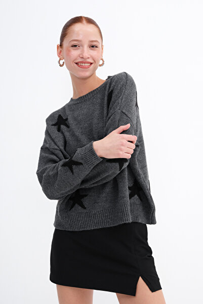 Addax Star Patterned Knitwear Sweater K3512