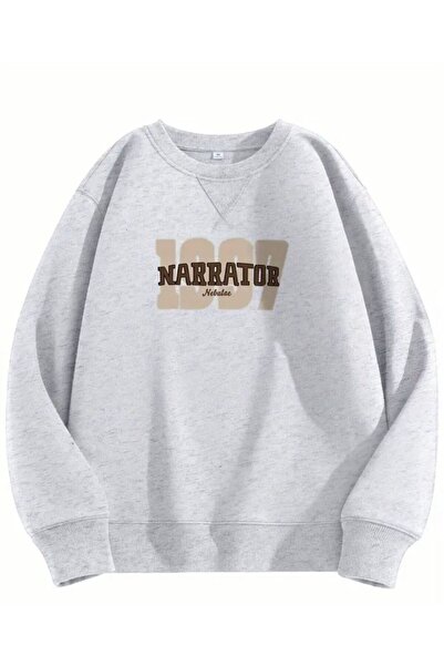 herkesemoda Φούτερ με λαιμόκοψη με χαλαρή στάμπα