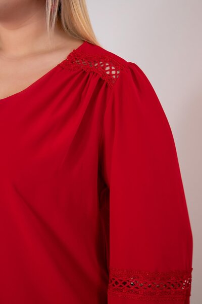 Roxxlen Μπλούζα με δαντέλα μεγάλου μεγέθους