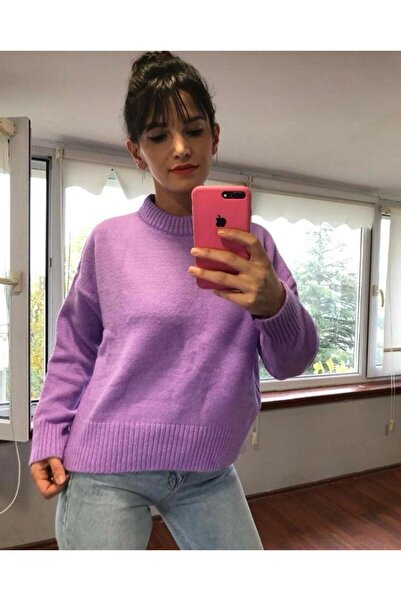 hedef giyim Oversized Crew Neck Plain Knit Sweater