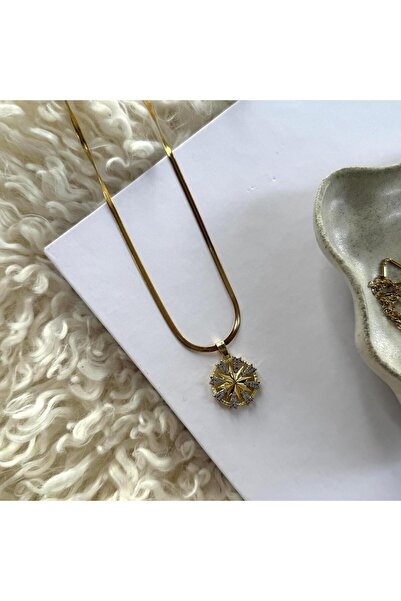Alice İsstanbul Steel Round Stone North Star Necklace