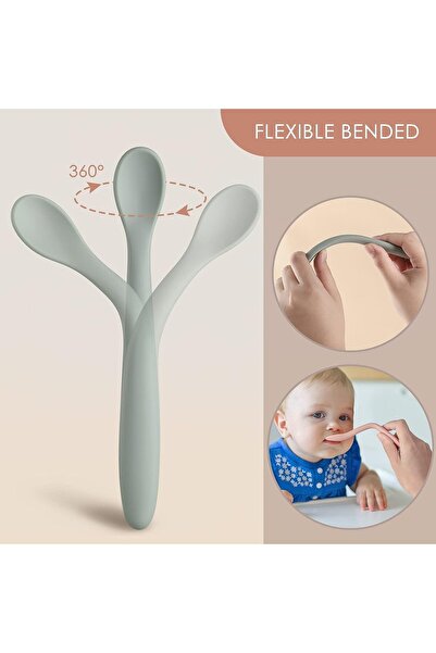 JOYZ Silicone Feeding Spoons, 4-Pack Flexible Training Spoons with Soft Edges for 6-12 Months