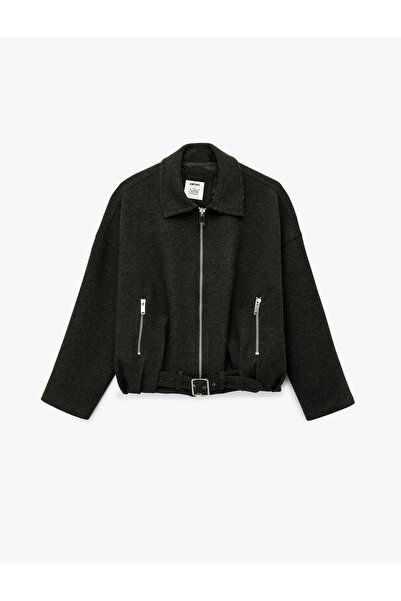 Koton Oversized Anthracite Women's Jacket 6Wak20379Ew