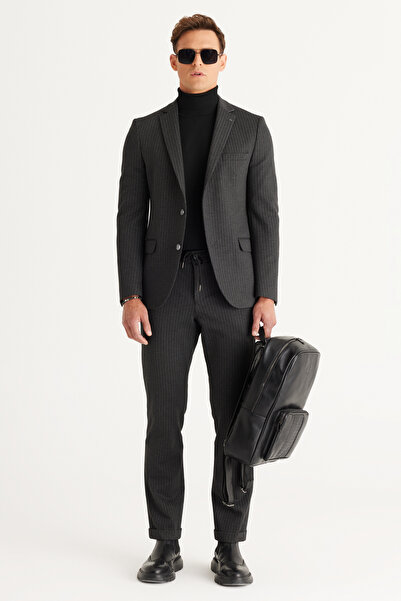 ALTINYILDIZ CLASSICS Black Standard Fit Regular Cut Full Turtleneck Knit Sweater