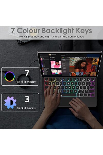TECHGEAR حافظة لوحة مفاتيح لجهاز Samsung Galaxy Tab S (11/10.9) – حامل مغناطيسي، لوحة مفاتيح بإضاءة خلفية