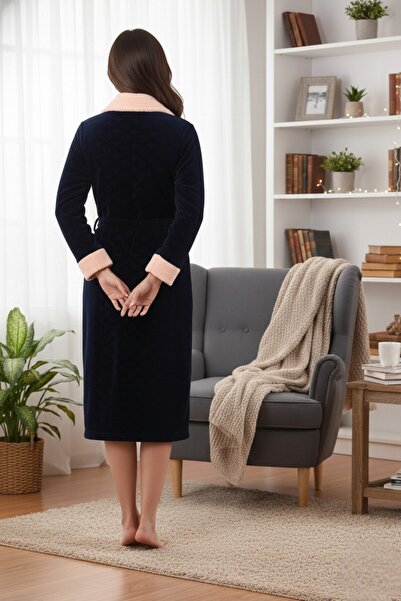 Miss Dünya Lissa Velvet Luxe Velvet Dressing Gown with Collar Detail