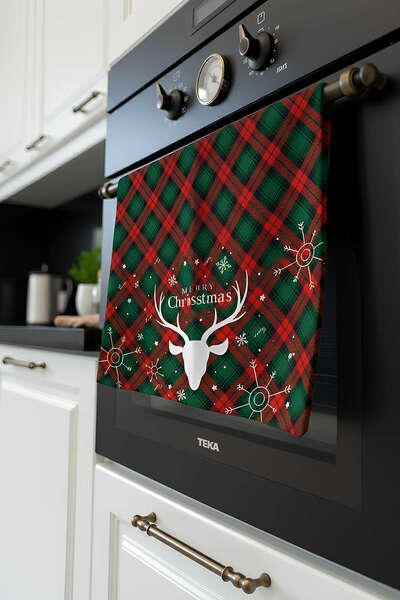 Cango Home Red Green Christmas Themed Plaid Patterned Digital Printed Oven Cover Cgh909-F