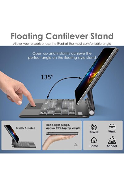 TECHGEAR حافظة لوحة مفاتيح لجهاز Samsung Galaxy Tab S (11/10.9) – حامل مغناطيسي، لوحة مفاتيح بإضاءة خلفية