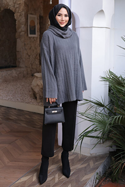 İmajButik Smoked Turtleneck Casual Angora Soft Knit Sweater