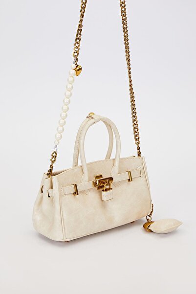 Levidor Mink Long Pearl Strap Shoulder Bag
