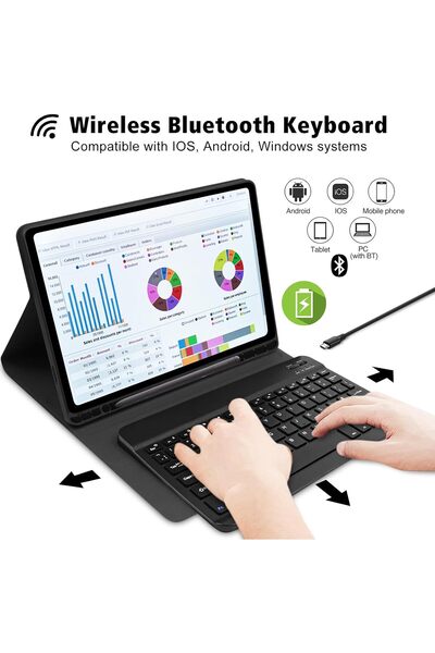 HYX Keyboard Case for Samsung Galaxy Tab S10 Lite / S10 FE / S9 FE 10.9" / S9 11" 2023 with Detachable B
