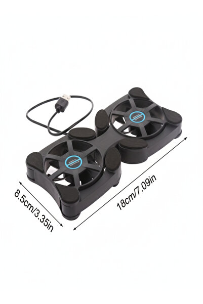 Generic حامل مروحة تبريد صغير للكمبيوتر المحمول بمنفذ USB مع وسادة تبريد قابلة للطي ونظام عادم محمول