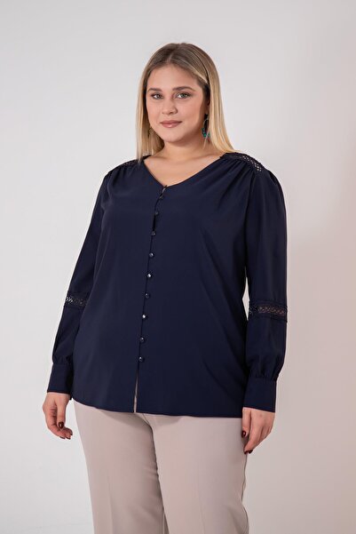 Roxxlen Μπλούζα με δαντέλα μεγάλου μεγέθους