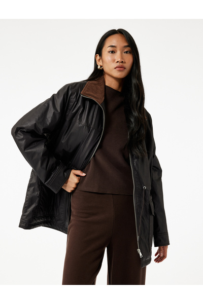 Koton Barn Jacket with Pockets Zippered Water Repellent Long Sleeve