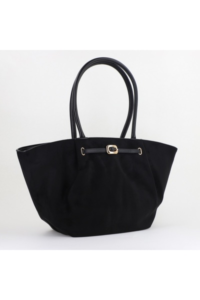 Bestini Shopper damă din piele ecologică cu aspect de piele întoarsă neagră