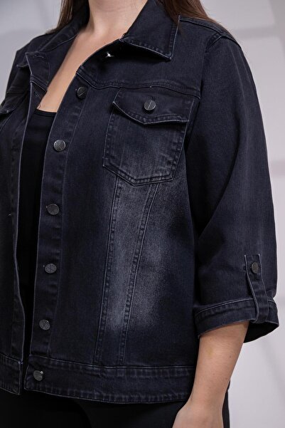 Roxxlen Τζιν μπουφάν μεγάλου μεγέθους με τσέπες και επένδυση