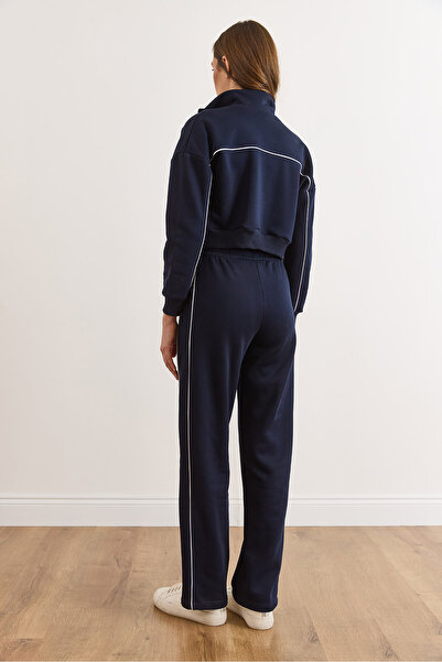 Olalook Γυναικείο Σετ Φόρμας Navy Blue διακοσμητικό ρέλι επένδυση fleece ETKM-0000091