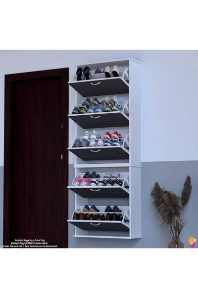 Modilayn VARBİ UMAY' 2 Li Asma Kapı Önü 72x193x26 cm’ lik 5 Düşer Kapak 10 Göz Bölmeli Ayakkabılık