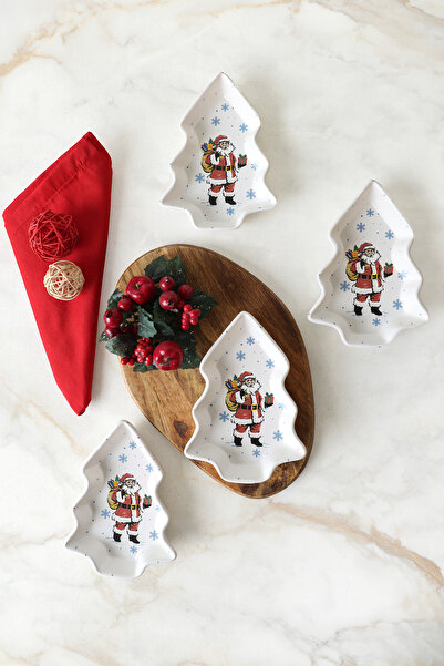 Keramika New Year Santa Claus Boat Snack Bowl 17 cm 4 Pieces 23769