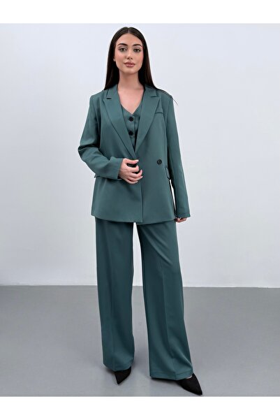 ossons Limited Edition Jacket Vest Palazzo Trousers 3-Piece Suit
