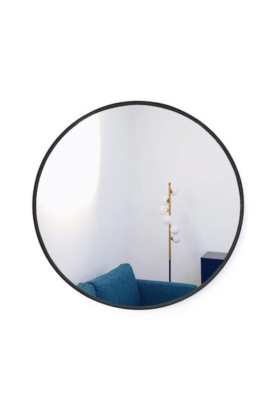 HANDLOTEKA Elegant round mirror 60 cm with black metal frame