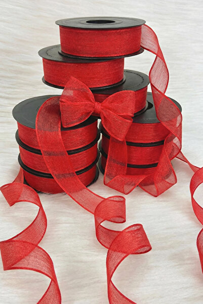 ZEYMERADE Κόκκινη λινό κορδέλα νοπέλι 2,5 εκ. 20 μέτρα, κορδέλα διακόσμησης δώρου ειδικής περίστασης γάμου