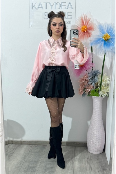 KATYDEA STORE Special shirt with accessorized collar MAYA