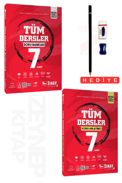 Sınav Yayınları 7.Sınıf Tüm Dersler Soru Bankası ve Konu Anlatımlı 2 Kitap Se...