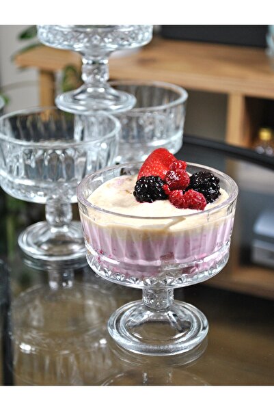 Qualitev 2-Piece Footed Glass Snack Bowl Magnolia Bowl Candy Bowl Dessert Ice Cream Bowl - Elisa