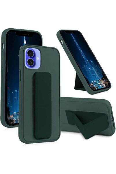 Generic Dark Green Back Protective Case with Finger Stand - Compatible with i...