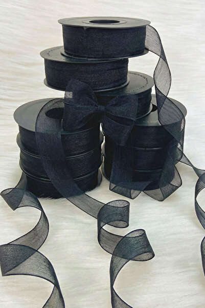 ZEYMERADE Μαύρη λινή κορδέλα νοπέλι 2,5 εκ. 20 μέτρα, κορδέλα διακόσμησης δώρου ειδικής περίστασης Bohça Çeyiz