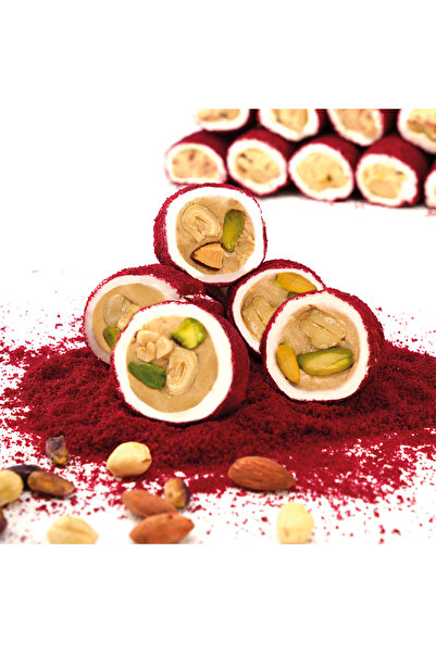Lokum Atölyesi Hürrem Sultan Kadife Kırmızı, Antep Fıstıklı, Fındıklı, Bademli Dolma Lokum 600g