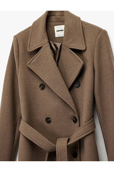 Koton Μακρυμάνικο παλτό με τσέπες διπλό πέτο με ζώνη