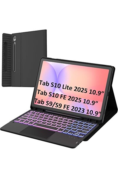 HYX 7-Color Backlit Detachable Keyboard Case for Samsung Galaxy Tab S9 / S9 FE / S10 FE / S10 Lite
