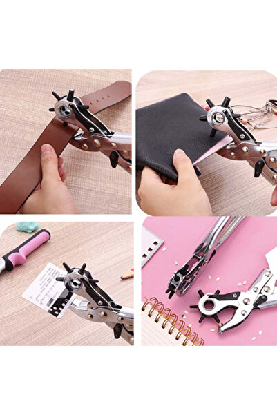 PUFO Clește de perforat cu bandă rotativ cu 6 capete, argintiu