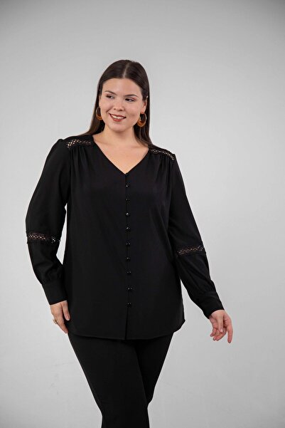 Roxxlen Μπλούζα με δαντέλα μεγάλου μεγέθους