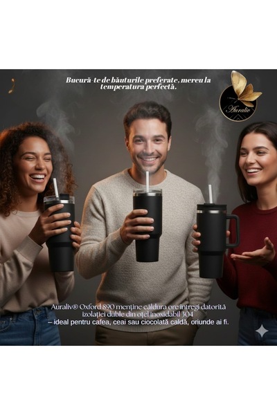 AURALIV Oxford 890 Premium Thermos - Black, 890 ml