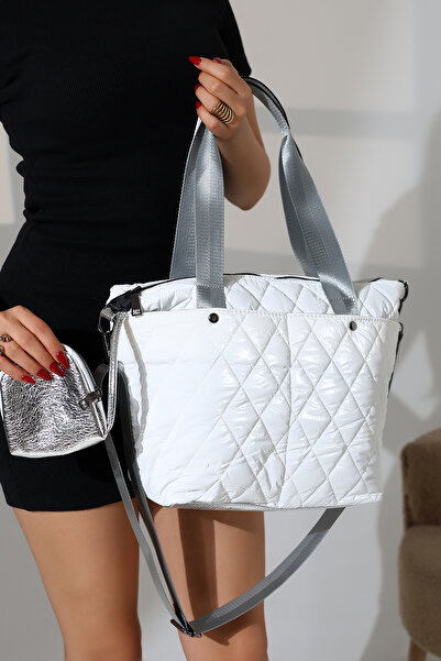 Moda Lime Quilted Large Shoulder Crossbody Women's Parachute Fabric Bag