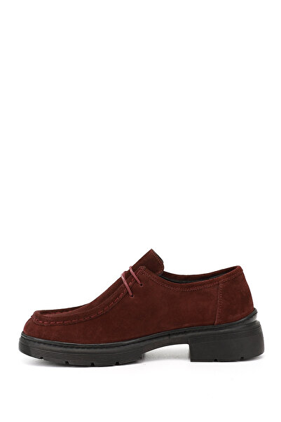 GÖNDERİ(R) Women's Burgundy Suede Lace-Up Genuine Leather Comfort Shoes