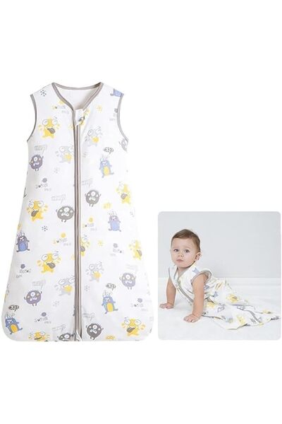 Generic OctStory Baby Wearable Muslin Sleeping Bag, 100% Cotton, Two-Way Zipper