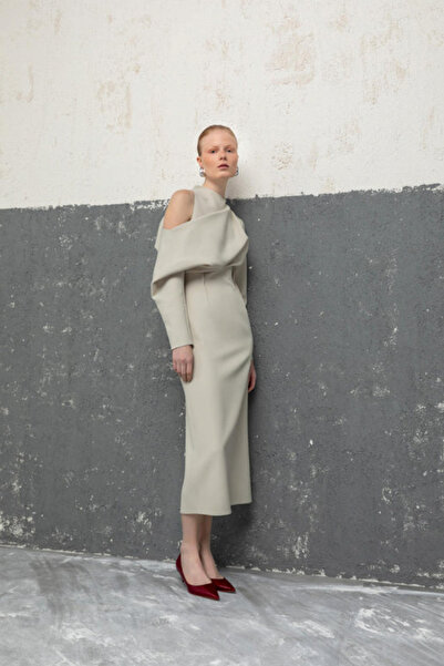 KAMEYA Stone Midi Dress with Shoulder Detail