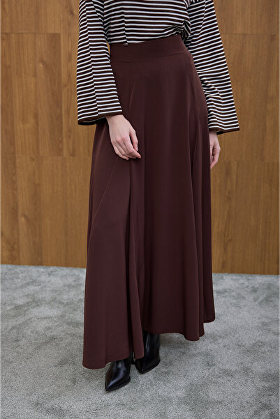 Birgül Bektaş Φούστα κρεπ με πικρό καφέ χρώμα