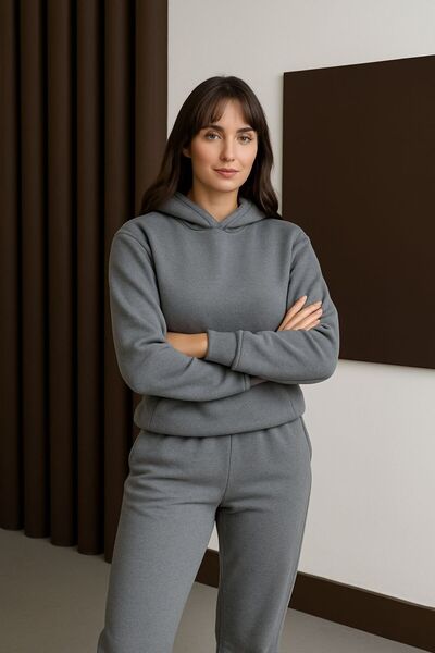 ahsenboutique Unisex Black Basic Sweatshirt Hoodie