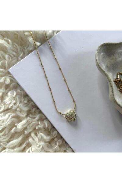 Alice İsstanbul Steel Stone Bombé Heart Necklace