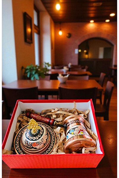 BARITCIOGLU Copper Coffee Pot Turkish Delight Holder Gift Boxed