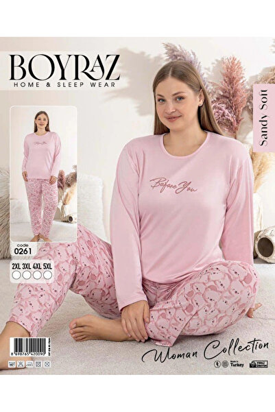 evnoor Boyraz 0261 women's sandy oversized long sleeve pajama set