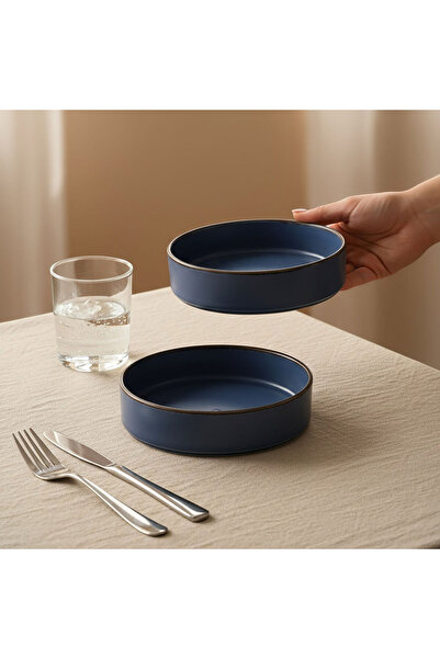 Güral Porselen Ese Valeron 2 Pieces 18 cm Salad Bowl Matte Blue 26L