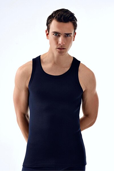 Brix Men's Corded Fabric Undershirt Navy Blue Color