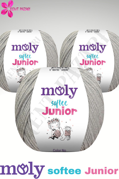 Kent Pazarı Moly Softee Junior 3 Pieces Punch Hand Knitting Yarn Amigurumi Yarn 50 Gr Bag Toy Yarn