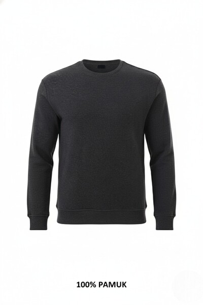 Miss Dünya Lissa Anthracite Unisex Crew Neck 100% Cotton Basic Sweatshirt